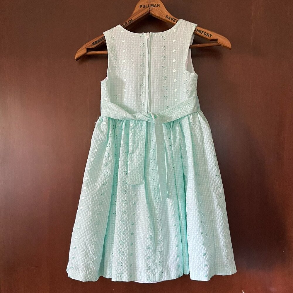 Bonnie Jean mint gingham eyelet dress 6X - Picture 5 of 13